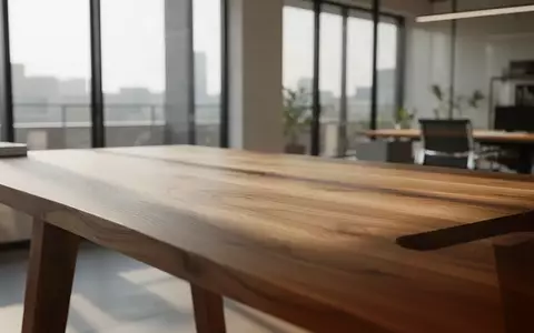 Ein minimalistischer Arbeitsplatz mit einem Holztisch in einem hellen, modern eingerichteten Raum. - Foto: über boerse-global.de