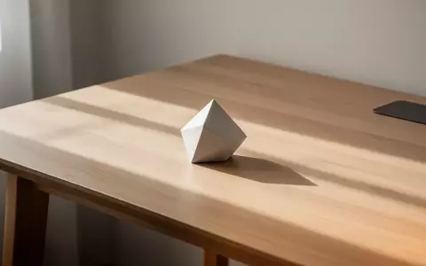 Ein minimalistischer, aufgeräumter Schreibtisch mit einem einzelnen geometrischen Briefbeschwerer in weichem Tageslicht. - Foto: über boerse-global.de