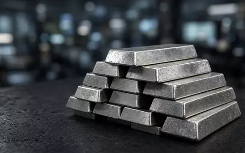 Ein Stapel physischer Silberbarren auf einer dunklen industriellen Oberfläche bei gedimmter, kinoreifer Beleuchtung. - Foto: über boerse-global.de