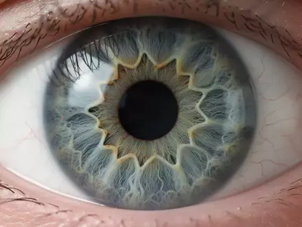 Nahaufnahme einer menschlichen Iris mit Fokus auf die anatomischen Strukturen des Auges. - Foto: über boerse-global.de