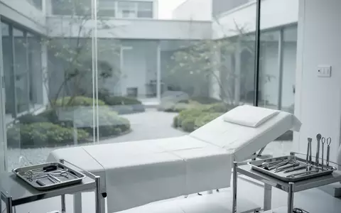 Ein minimalistischer, steriler medizinischer Behandlungsraum mit einer Untersuchungsliege in einem hellen, ruhigen Ambiente. - Foto: über boerse-global.de