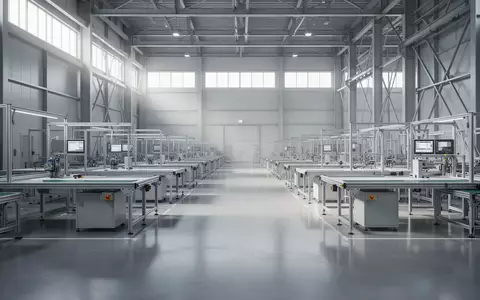 Eine moderne, leere industrielle Fertigungshalle in Japan mit poliertem Boden und minimalistischen Stahlstrukturen. - Foto: über boerse-global.de