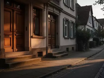 Eine leere, ruhig wirkende Wohnstraße in einer deutschen Vorstadt am späten Nachmittag. - Foto: über boerse-global.de