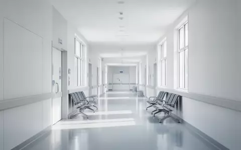 Ein heller, leerer Krankenhausflur mit moderner Architektur und natürlichem Lichteinfall in Vietnam. - Foto: über boerse-global.de