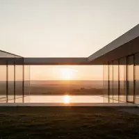 Moderne Architektur eines Gebäudes mit Glasfassade bei Dämmerung in einer weitläufigen Landschaft als Symbol für Standortfragen. - Foto: über boerse-global.de