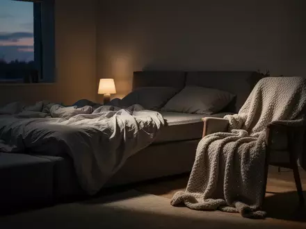 Ein ungemachtes Bett in einem ruhig beleuchteten Schlafzimmer, das eine Atmosphäre von Erschöpfung und emotionaler Belastung vermittelt. - Foto: über boerse-global.de