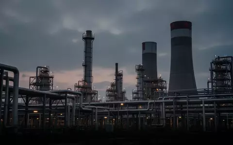 Ein weitläufiges Industrieareal mit Raffinerieanlagen in der Dämmerung unter einem bewölkten Himmel. - Foto: über boerse-global.de