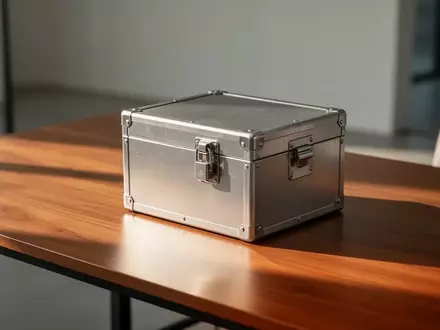Ein verschlossener Metallkasten auf einem Schreibtisch als Symbol für digitale Datensicherheit und Privatsphäre. - Foto: über boerse-global.de