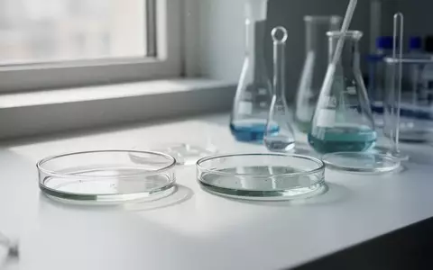 Laborumgebung mit Glasgefäßen und wissenschaftlichen Geräten auf einem weißen Tisch bei natürlichem Licht. - Foto: über boerse-global.de