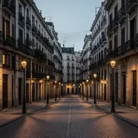 Dichte Wohnbebauung in einem spanischen Stadtviertel bei Dämmerung mit beleuchteten Fenstern und menschenleeren Straßen. - Foto: über boerse-global.de