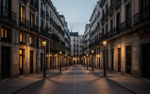 Dichte Wohnbebauung in einem spanischen Stadtviertel bei Dämmerung mit beleuchteten Fenstern und menschenleeren Straßen. - Foto: über boerse-global.de