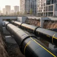 Freigelegtes Fernwärmerohr in einem städtischen Leitungsgraben als Symbol für den Ausbau der Wärmeversorgung. - Foto: über boerse-global.de