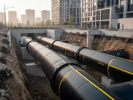 Freigelegtes Fernwärmerohr in einem städtischen Leitungsgraben als Symbol für den Ausbau der Wärmeversorgung. - Foto: über boerse-global.de