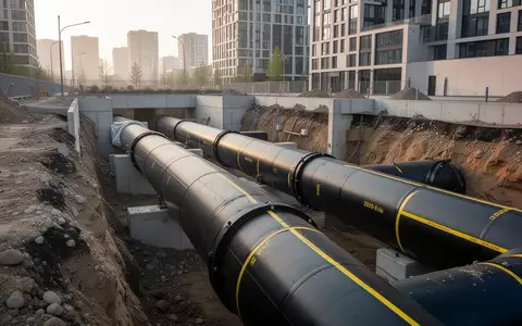 Freigelegtes Fernwärmerohr in einem städtischen Leitungsgraben als Symbol für den Ausbau der Wärmeversorgung. - Foto: über boerse-global.de
