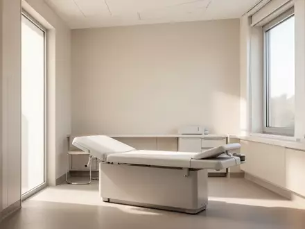 Ein heller, minimalistischer Behandlungsraum in einer modernen Klinik mit weichem Tageslicht. - Foto: über boerse-global.de