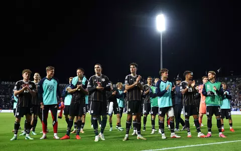 Die deutsche Nationalmannschaft nach dem 0:0 in Griechenland.  - Foto: Christian Charisius/dpa
