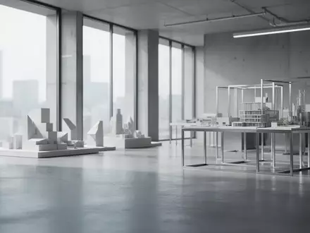 Minimalistisches Industriedesign-Studio mit Fokus auf präzise Architektur und natürliche Lichtverhältnisse. - Foto: über boerse-global.de