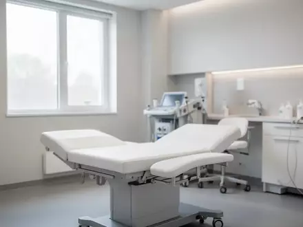 Ein heller, steriler Untersuchungsraum in einer Arztpraxis mit einer Untersuchungsliege in einer ruhigen, professionellen Umgebung. - Foto: über boerse-global.de