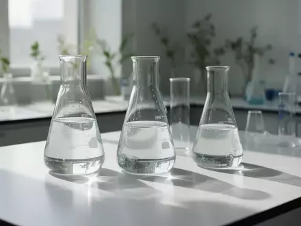 Laborumgebung mit Glasgefäßen und Flüssigkeiten als Symbol für die biochemische Forschung an Darmmikrobiom und Präbiotika. - Foto: über boerse-global.de