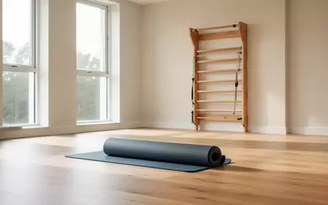 Minimalistischer Physiotherapieraum mit Holzboden und Sprossenwand in hellem, natürlichem Licht. - Foto: über boerse-global.de