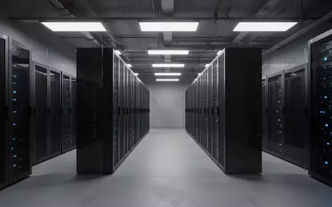 Ein moderner, minimalistischer Serverraum mit dunklen Metall-Serverracks in einer Industriehalle. - Foto: über boerse-global.de