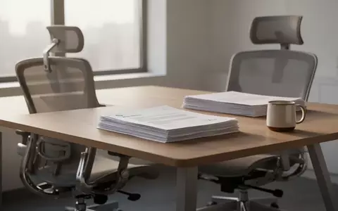 Ein minimalistischer Arbeitsplatz mit einem aufgeräumten Schreibtisch, Dokumenten und natürlichem Lichteinfall. - Foto: über boerse-global.de