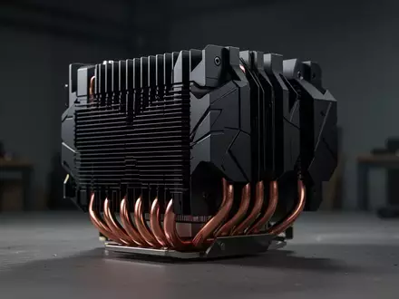 Nahaufnahme der Kühlrippen und Heatpipes einer Grafikkarte in einer industriellen Werkstatt. - Foto: über boerse-global.de