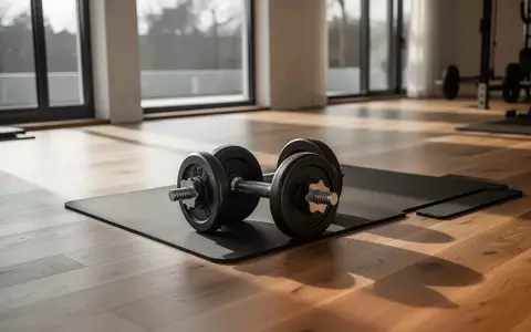Zwei schwere Hanteln auf einer Sportmatte in einem sonnendurchfluteten, minimalistischen Trainingsraum. - Foto: über boerse-global.de