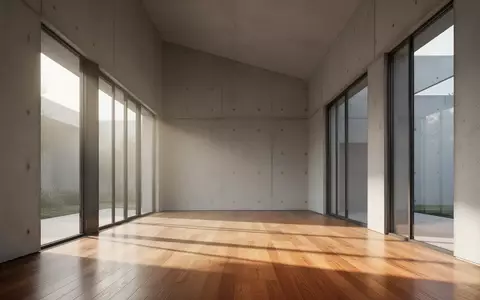 Ein minimalistischer, lichtdurchfluteter Raum mit glatten Betonwänden und poliertem Holzboden in einer ruhigen, modernen Umgebung. - Foto: über boerse-global.de