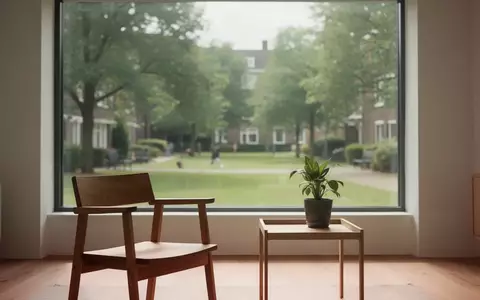 Ein minimalistisch eingerichtetes, sonnendurchflutetes Wohnzimmer mit Blick in einen grünen Park, ohne Personen oder technische Geräte. - Foto: über boerse-global.de