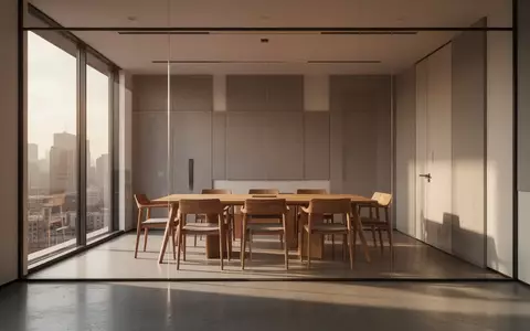 Ein moderner, minimalistischer Konferenzraum mit Holztischen und großen Fensterfronten in einem Bürogebäude. - Foto: über boerse-global.de