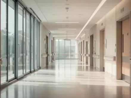 Moderner, lichtdurchfluteter Flur in einer spezialisierten Fachklinik mit minimalistischer Architektur. - Foto: über boerse-global.de