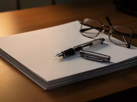 Symbolbild: Papierstapel, Füller und Brille auf dem Schreibtisch - Foto: über boerse-global.de