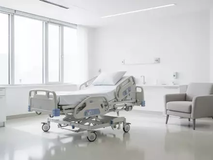 Ein helles, modernes Krankenzimmer mit großen Fenstern und Tageslicht, ohne Personen oder medizinische Geräte. - Foto: über boerse-global.de