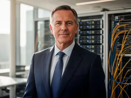 Ein professioneller Porträtfoto eines männlichen Finanzvorstands in einem modernen Büro mit technischem Hintergrund. - Foto: über boerse-global.de