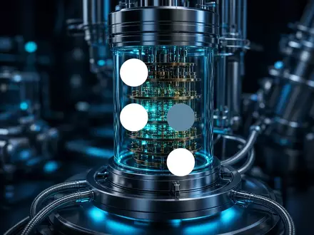 Abstrakte Darstellung eines Quantencomputer-Prozessors in einer hochmodernen Laborumgebung mit bläulicher Beleuchtung - Foto: über boerse-global.de