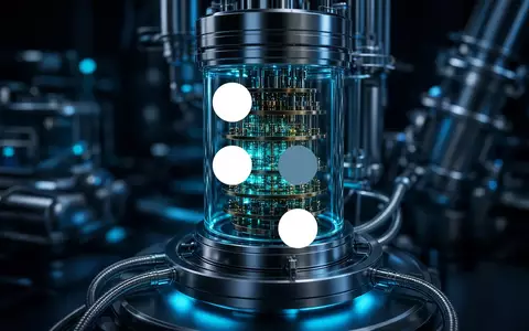 Abstrakte Darstellung eines Quantencomputer-Prozessors in einer hochmodernen Laborumgebung mit bläulicher Beleuchtung - Foto: über boerse-global.de