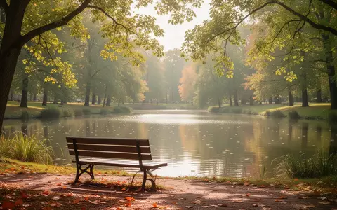 Eine friedliche Parkbank an einem Teich im Herbst, die Ruhe und Erholung symbolisiert. - Foto: über boerse-global.de