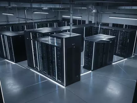 Modernes Server-Rechenzentrum mit schlichten, dunklen Serverschränken in einer industriellen Umgebung. - Foto: über boerse-global.de