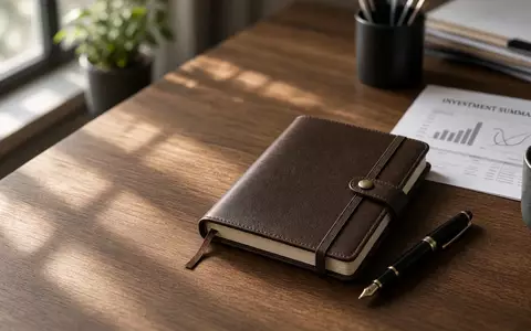 Ein minimalistischer Schreibtisch mit Notizbuch und Füller bei ruhigem Tageslicht, symbolisch für stabile Investitionen. - Foto: über boerse-global.de