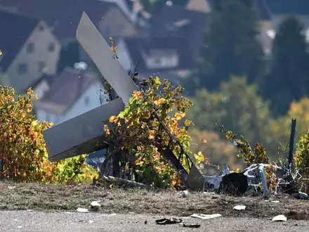 Das Flugzeug zerschellte in den Weinbergen. - Foto: Marius Bulling/onw-images/dpa
