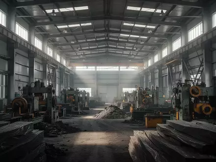 Industrielle Produktionshalle mit Metallstrukturen und natürlichem Lichteinfall als Symbol für den Jahresabschluss und steuerliche Fristen. - Foto: über boerse-global.de