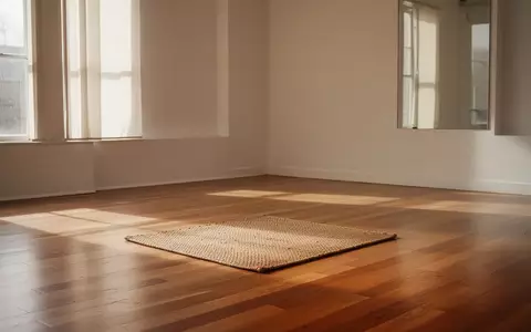 Ein minimalistischer, lichtdurchfluteter Übungsraum mit einer Yogamatte auf einem Holzboden. - Foto: über boerse-global.de