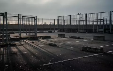 Ein leerer, verlassener Parkplatz mit Asphaltboden und Sicherheitszäunen bei dämmrigem Licht. - Foto: über boerse-global.de