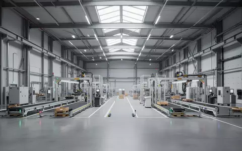Eine moderne, weitläufige Industriehalle mit sauberem Betonboden und technischer Infrastruktur ohne Personen oder Maschinen. - Foto: über boerse-global.de