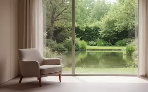 Ein ruhiger, sonnendurchfluteter Raum mit einem Sessel vor einem Fenster mit Blick in einen grünen Garten. - Foto: über boerse-global.de