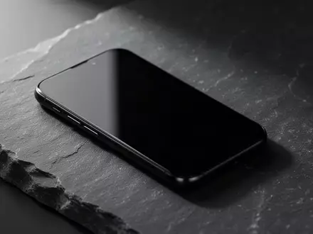 Ein dunkles Smartphone mit ausgeschaltetem Bildschirm auf einer schlichten Steinoberfläche als Symbol für digitale Privatsphäre. - Foto: über boerse-global.de