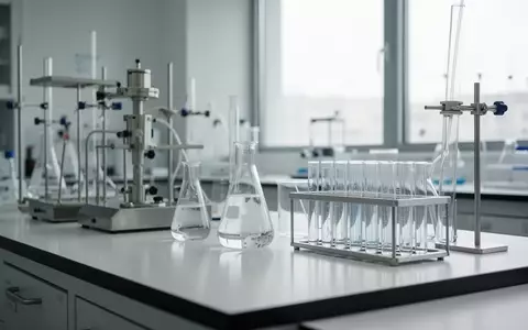 Ein steriles, modern ausgestattetes medizinisches Forschungslabor mit Glasgefäßen und Laborgeräten auf einem Arbeitstisch. - Foto: über boerse-global.de