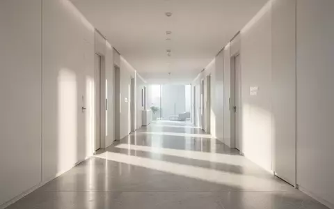 Ein heller, minimalistischer Klinikflur mit poliertem Boden und sanftem Tageslicht. - Foto: über boerse-global.de