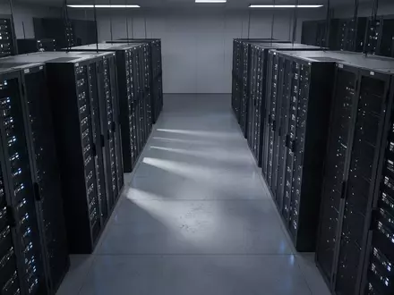 Moderne, leere Serverräume mit sauberen Hardware-Racks und kühler Beleuchtung in einem industriellen Rechenzentrum. - Foto: über boerse-global.de